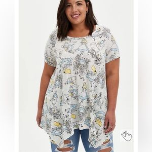 TORRID DISNEY ALICE IN WONDERLAND HANDKERCHIEF KNIT TOP - HER UNIVERSE